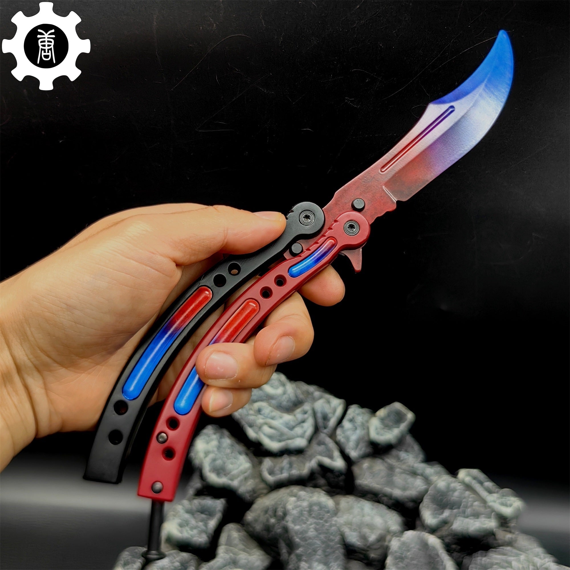 Red Doppler Game Butterfly Knife Metal Balisong - Tophatter Daily Deals