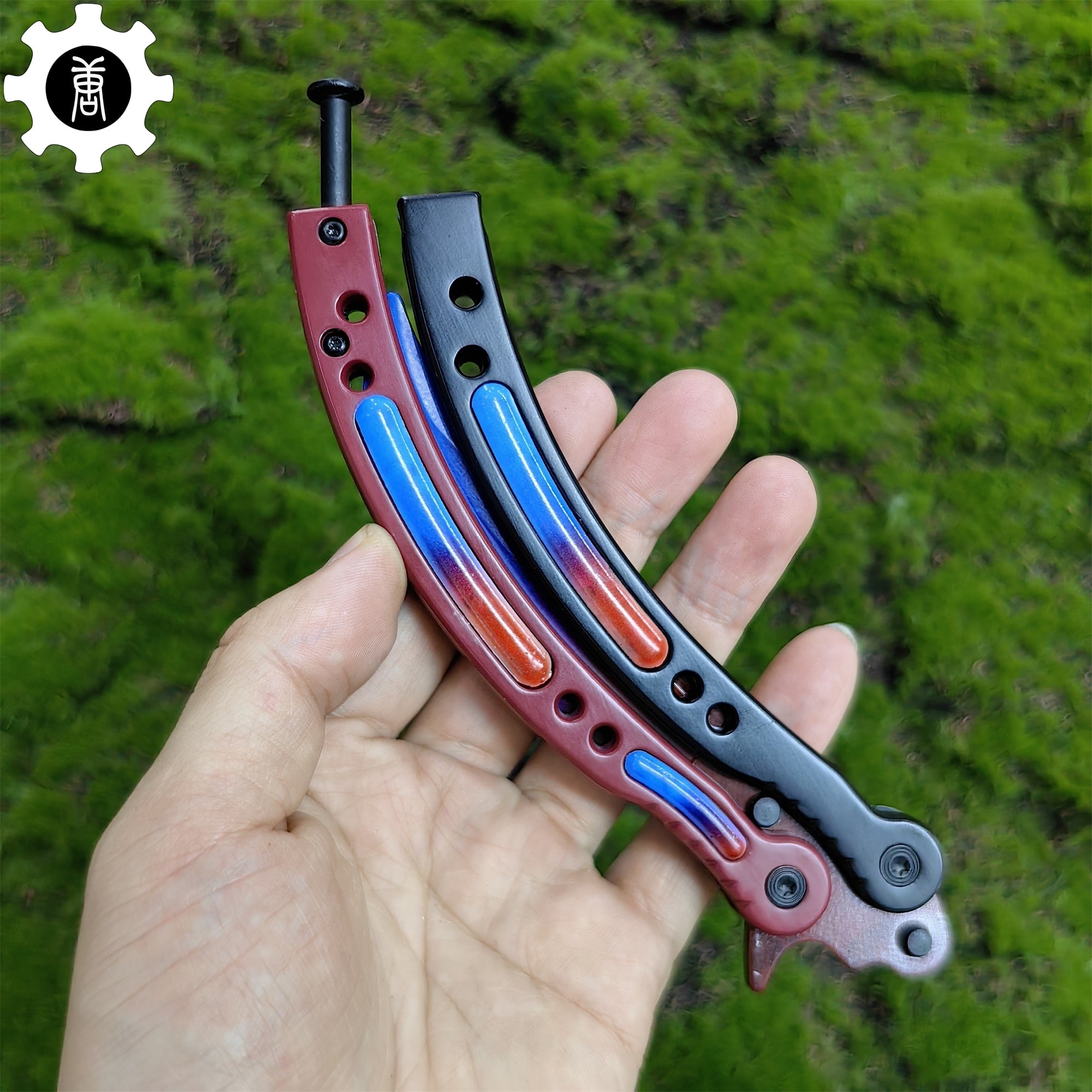 Red Doppler Game Butterfly Knife Metal Balisong - Tophatter Daily Deals