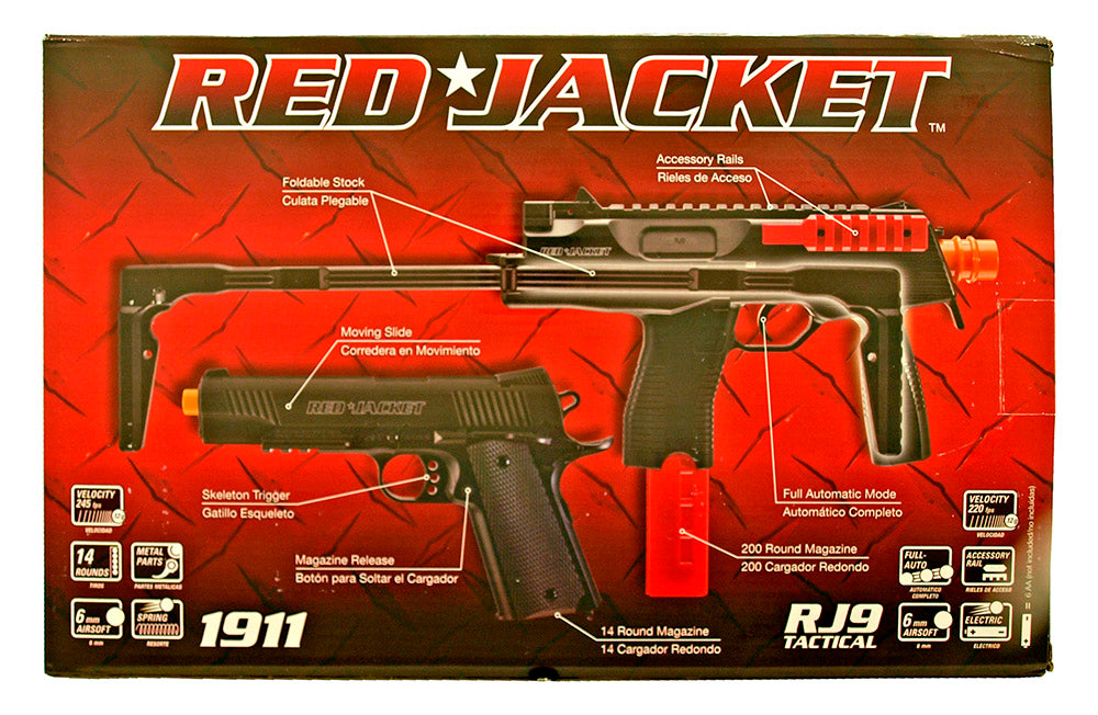 RED JACKET Airsoft Electric UZI and Spring 1911 Handgun Set Airsoft-AEGplastic - Tophatter Daily Deals