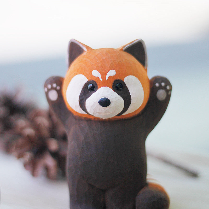 Red Panda Handmade Wood Carved Ornament Ornament - Tophatter Daily Deals