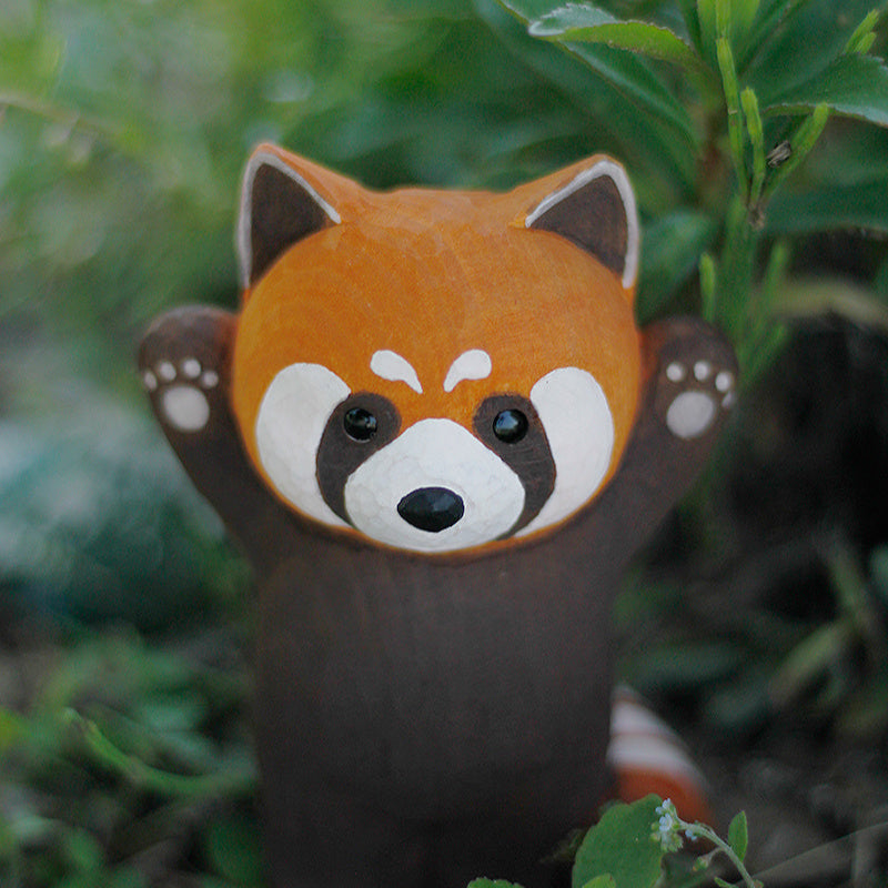 Red Panda Handmade Wood Carved Ornament Ornament - Tophatter Daily Deals