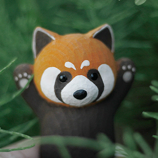 Red Panda Handmade Wood Carved Ornament Ornament - Tophatter Daily Deals