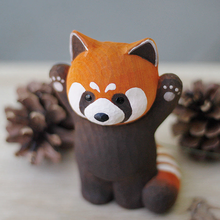 Red Panda Handmade Wood Carved Ornament Ornament - Tophatter Daily Deals