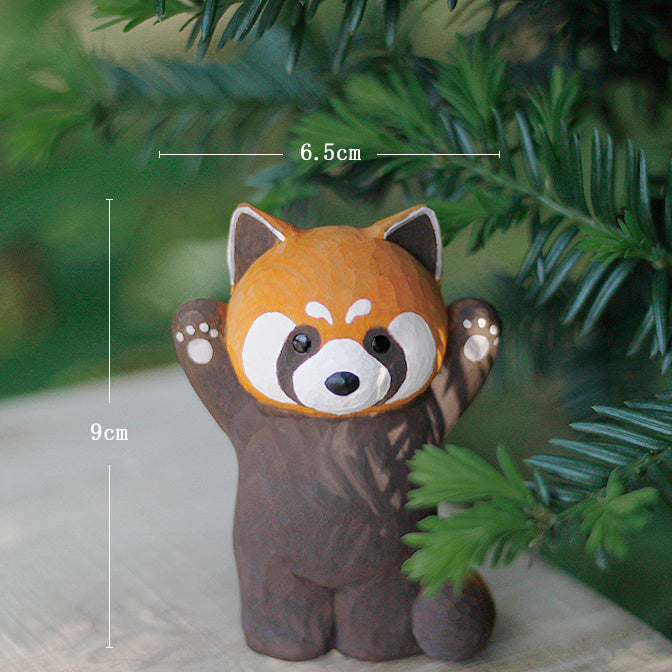 Red Panda Handmade Wood Carved Ornament Ornament - Tophatter Daily Deals