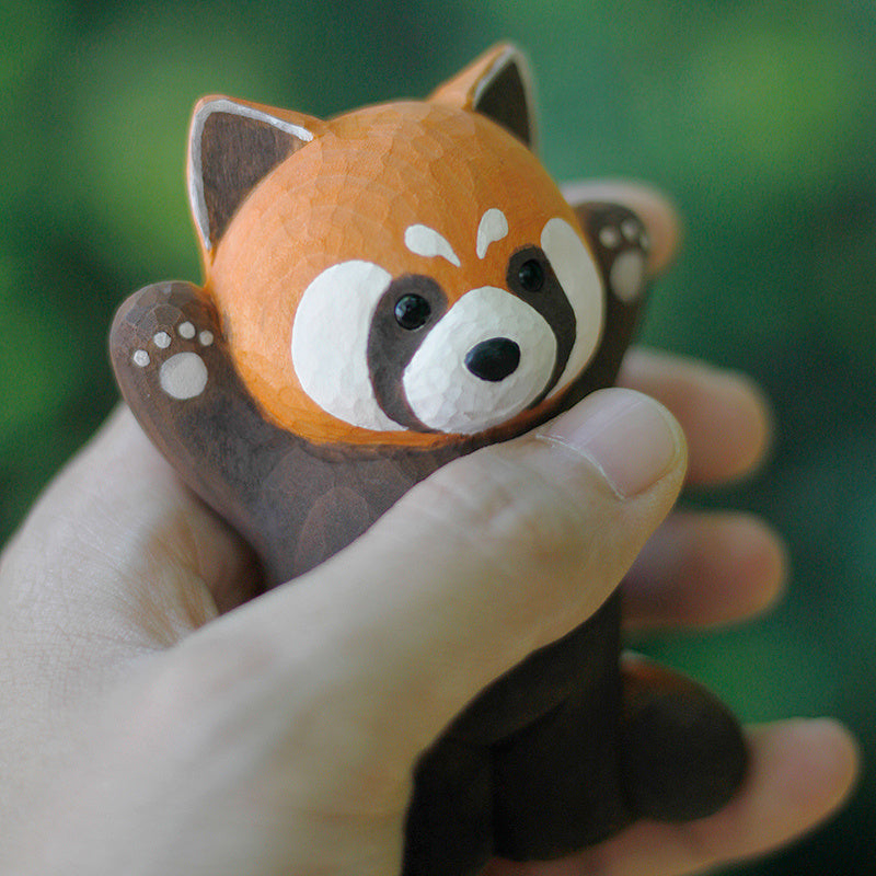 Red Panda Handmade Wood Carved Ornament Ornament - Tophatter Daily Deals