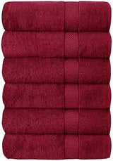6-Piece Hotel & Spa 100% Cotton Bath Towel Set Red Bath - Tophatter Daily Deals