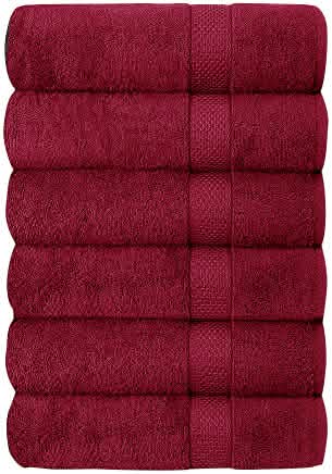 6-Piece Hotel & Spa 100% Cotton Bath Towel Set Red Bath - Tophatter Daily Deals