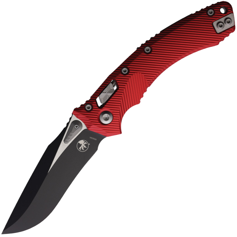 Microtech Amphibian Ram-Lok - Red Fluted Aluminum - S/E Two Tone Blade - MCT1859 Folding Knives - Tophatter Daily Deals