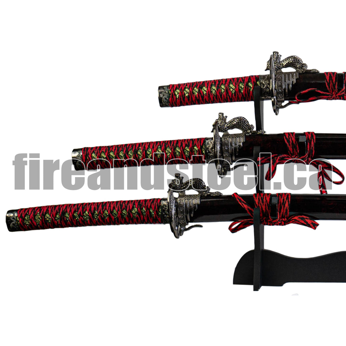 Fire and Steel - Red Dragon 3-Sword Set - Tophatter Daily Deals