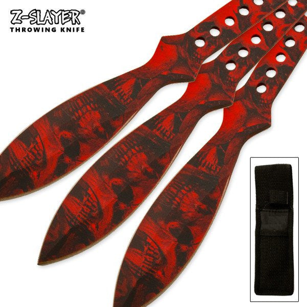 9" Throwing Knife Set 3 PC Killer Thrower Knives Zombie Red Skull Camo Knife-Thrower - Tophatter Daily Deals
