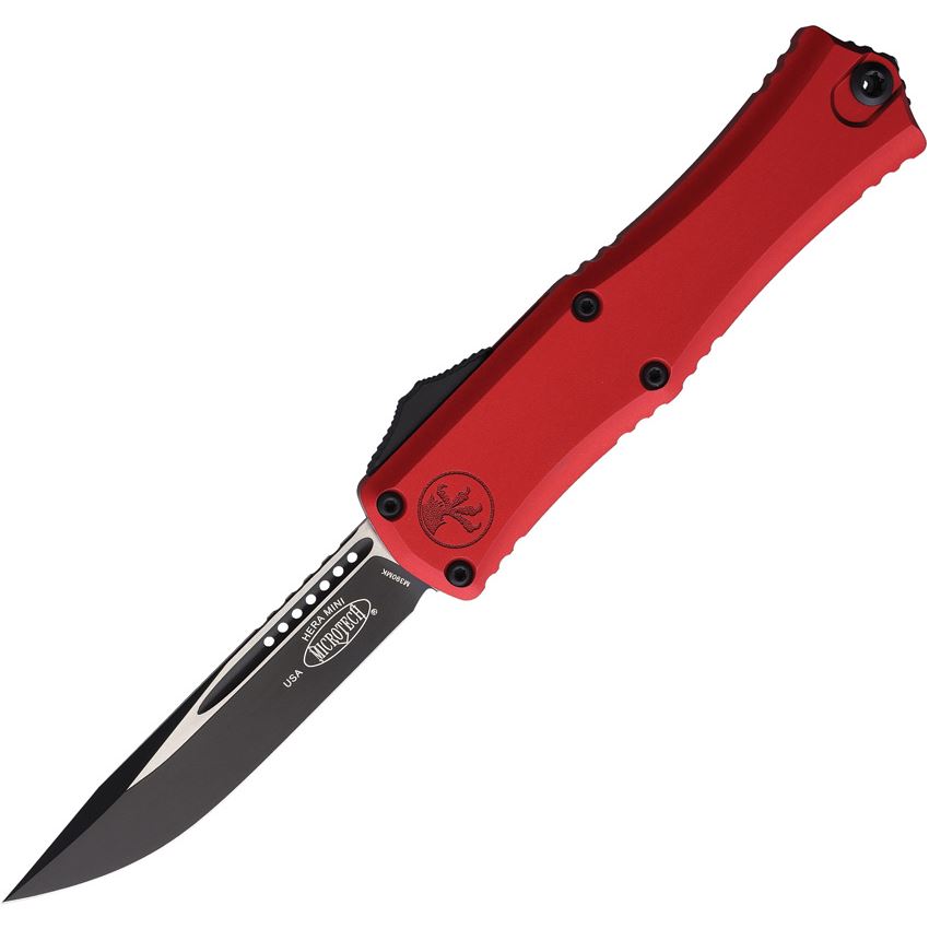 Microtech Hera II Mini - Red Handle - S/E Two Tone Blade - 1703M-1RD Automatic Knives - Tophatter Daily Deals