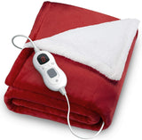Fitted Electric Blanket Double - Luxurious Heated Throw Soft Fleece Blanket With Digital Controller | Washable Electric Mattress Pad Heater Red New Arrival - Tophatter Daily Deals