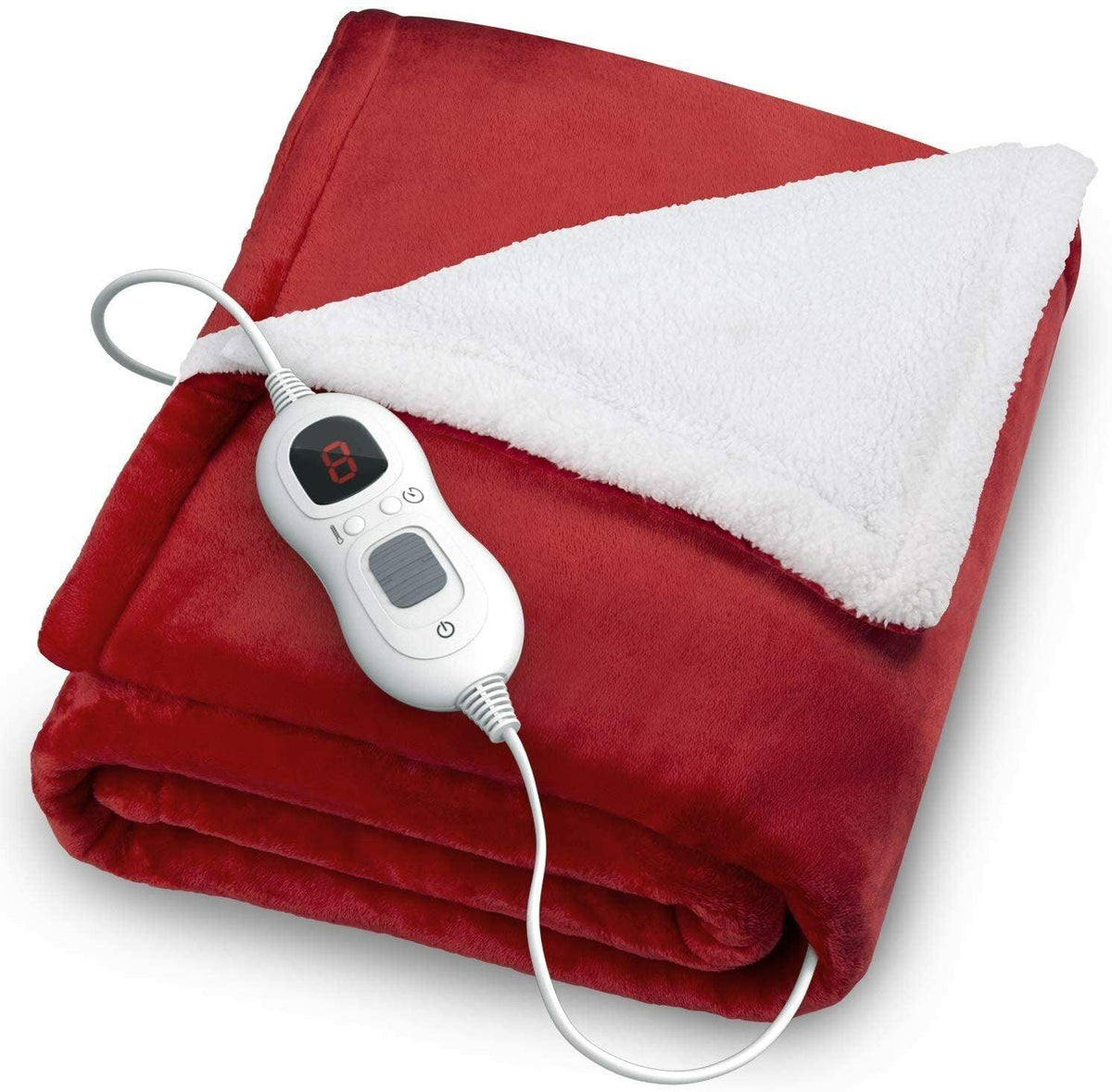 Fitted Electric Blanket Double - Luxurious Heated Throw Soft Fleece Blanket With Digital Controller | Washable Electric Mattress Pad Heater Red New Arrival - Tophatter Daily Deals
