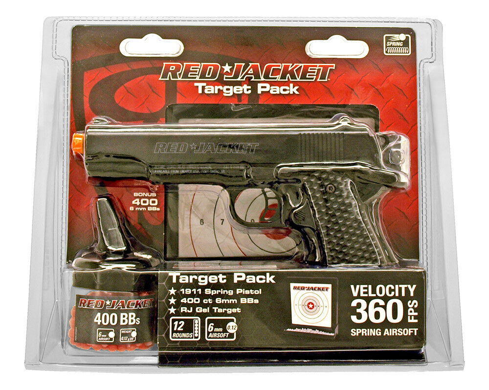 RED JACKET Airsoft Pistol 1911 Handgun Set w/ Gel Target Pack Airsoft-SpringPistol - Tophatter Daily Deals
