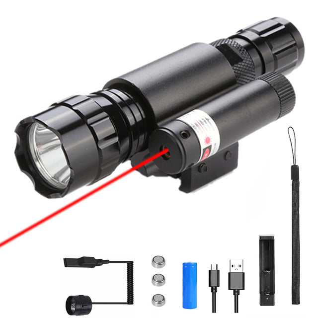 Red and Green Laser Sight for 11/20mm Rail Red and flashlight - Tophatter Daily Deals