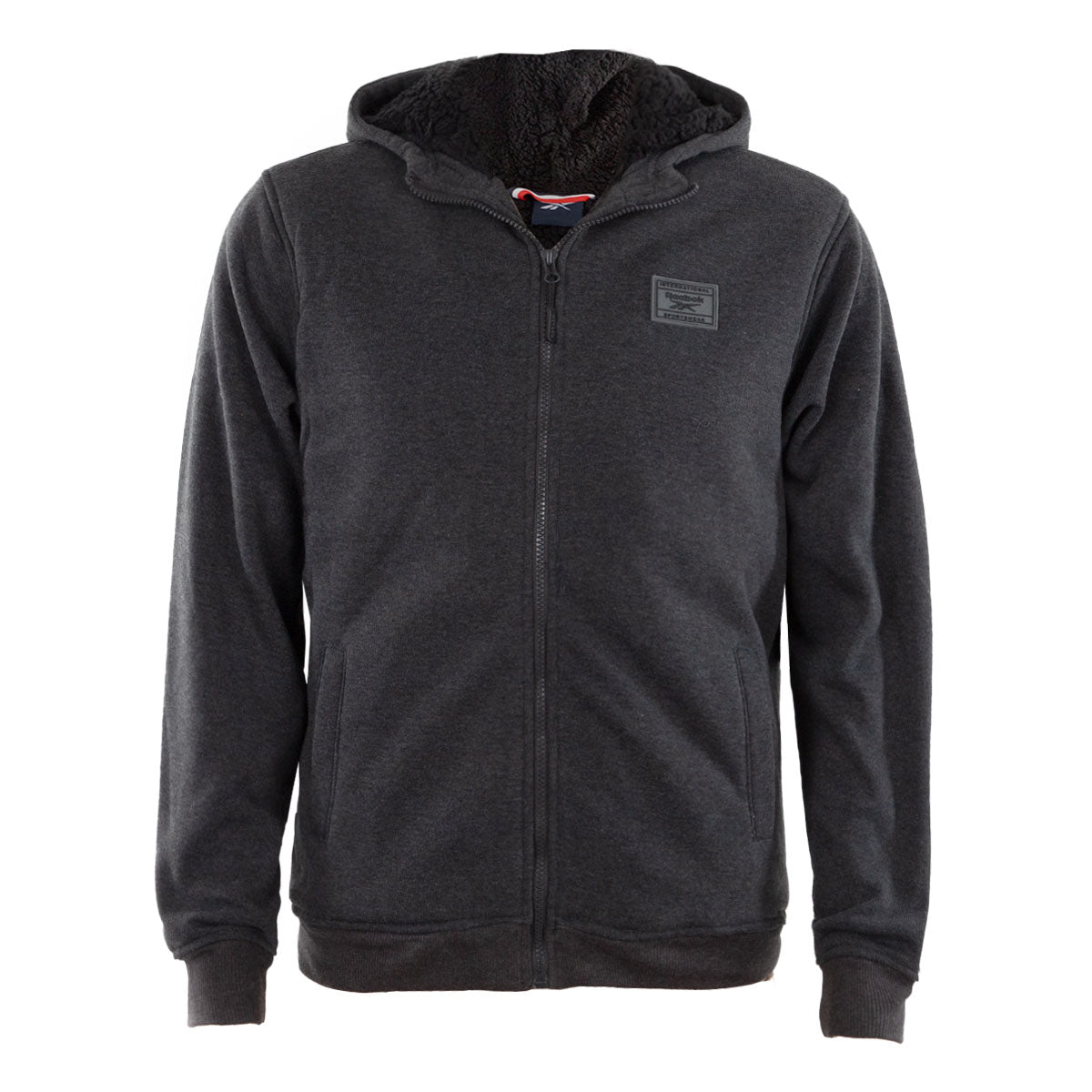 Reebok Men's Sherpa Fleece Hoodie Jacket Dark Grey Heather Jackets - Tophatter Daily Deals