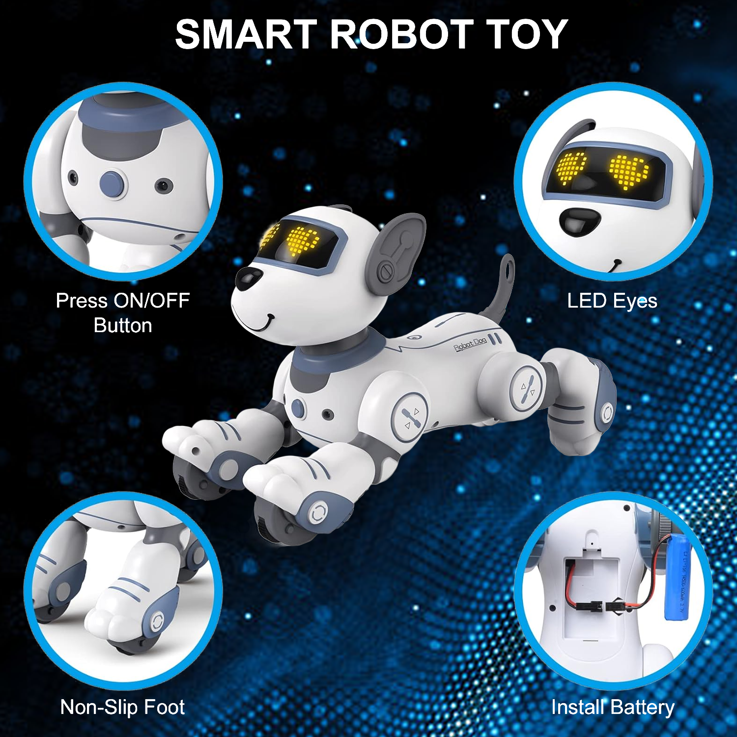 Remote Control Dog Robot – Robotic Puppy Pet Toy with LED Eyes, Music & Dance Modes Electronic - Tophatter Daily Deals
