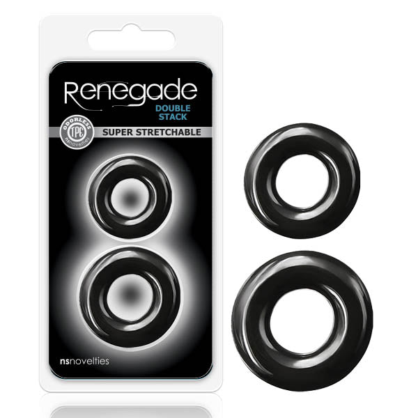 Renegade Double Stack (Black) – Set of 2 Comfort Cock Rings > Cock Ring > Sets - Tophatter Daily Deals