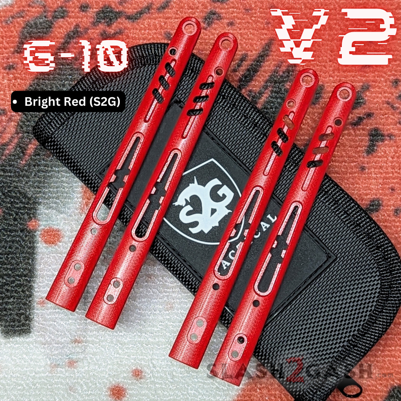 S2G FrankenREP V2 Balisong BUILD-A-KNIFE - (part 1 of 5) scales Set of (4) scales only - Bright Red G10 (S2G) Knife-Balisong - Tophatter Daily Deals