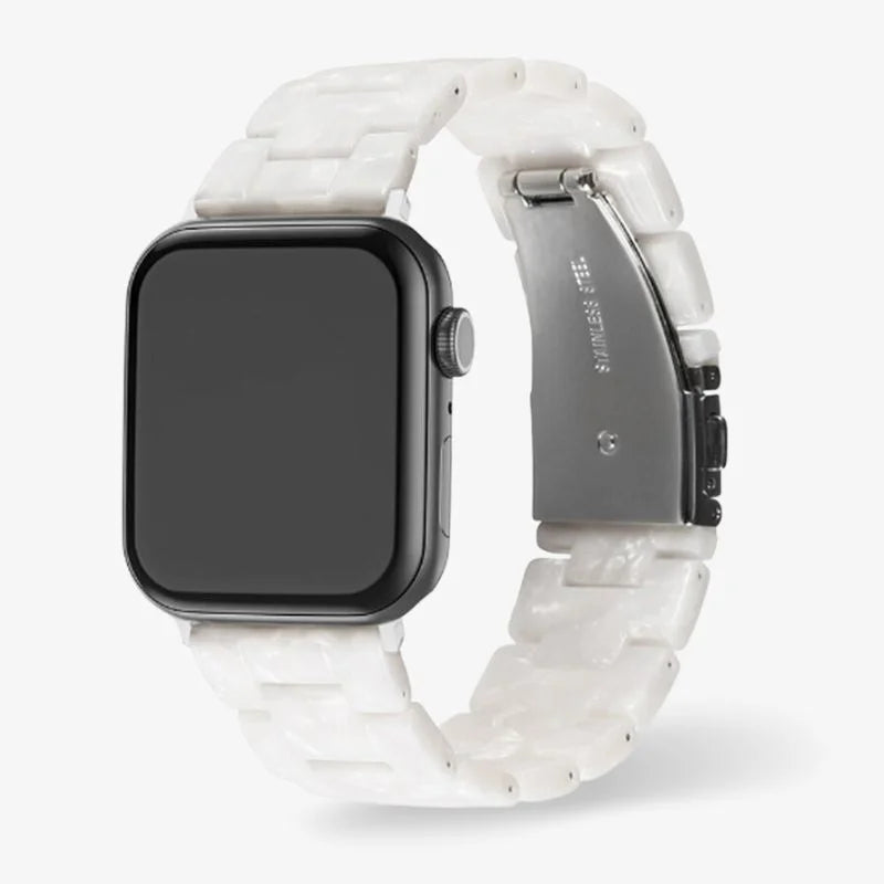 Resin Watch Band Lightweight Link Smartwatch Strap Comfortable Alabaster - Tophatter Daily Deals