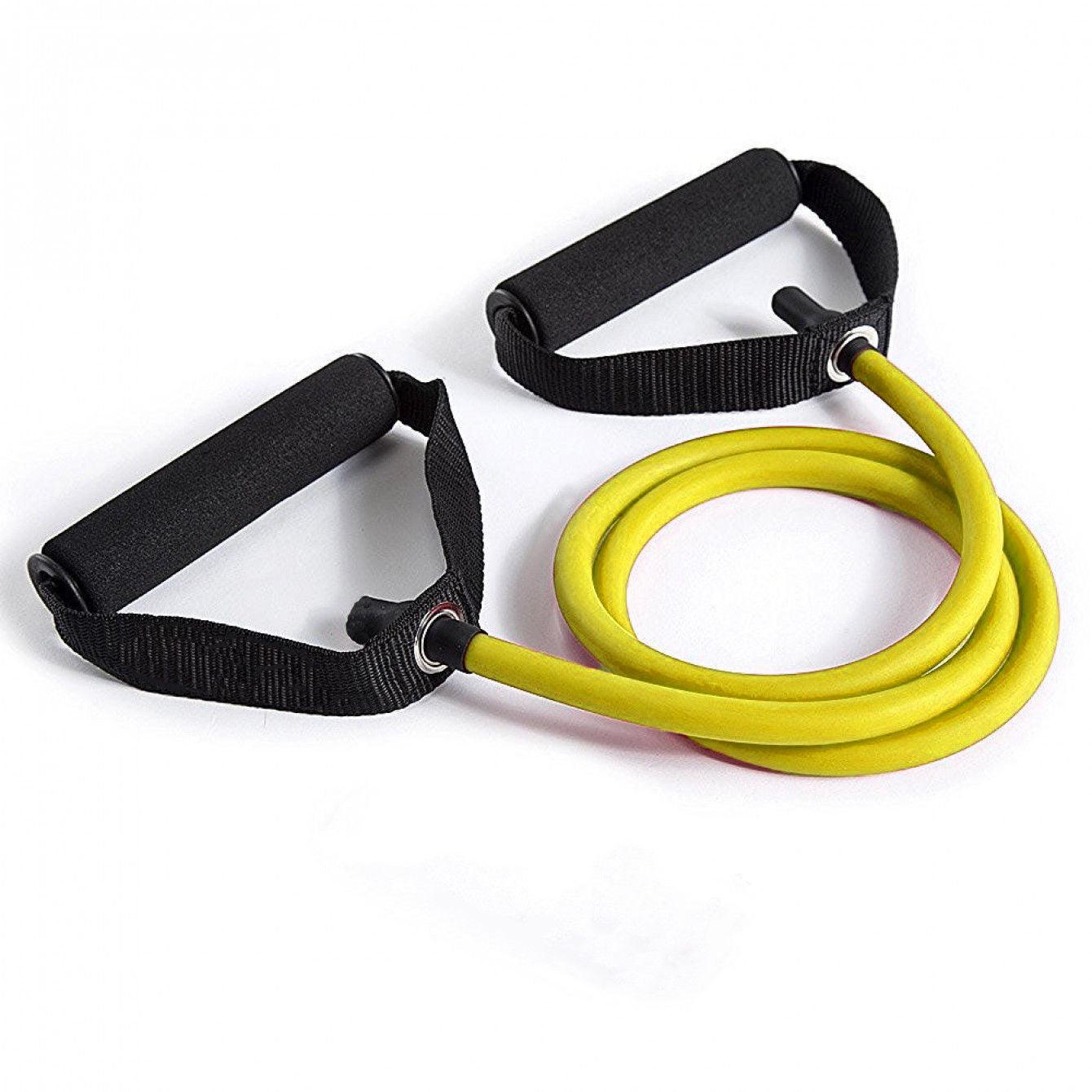 Resistance Bands With Handles UK - Yoga Pull Rope Elastic Fitness Exercise Tube Band Yellow Exercise & Fitness - Tophatter Daily Deals
