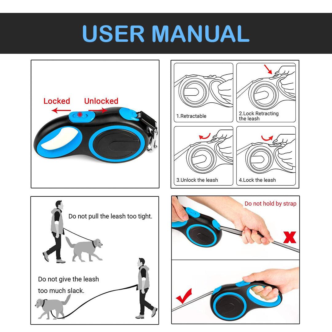 Best Extendable Dog Lead - Heavy Duty Large Dog Puppy Extendable Retractable Lead Set 8M Up To 50KG Dogs Apparel & Accessories - Tophatter Daily Deals