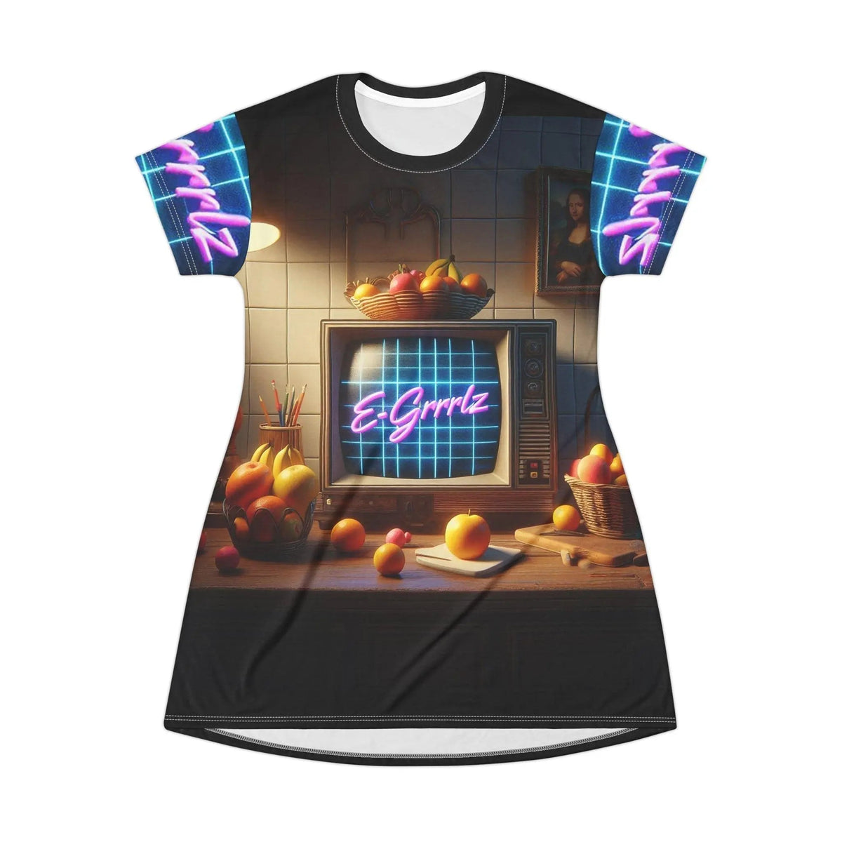 Retrowave T-Shirt Dress L All Over Prints - Tophatter Daily Deals