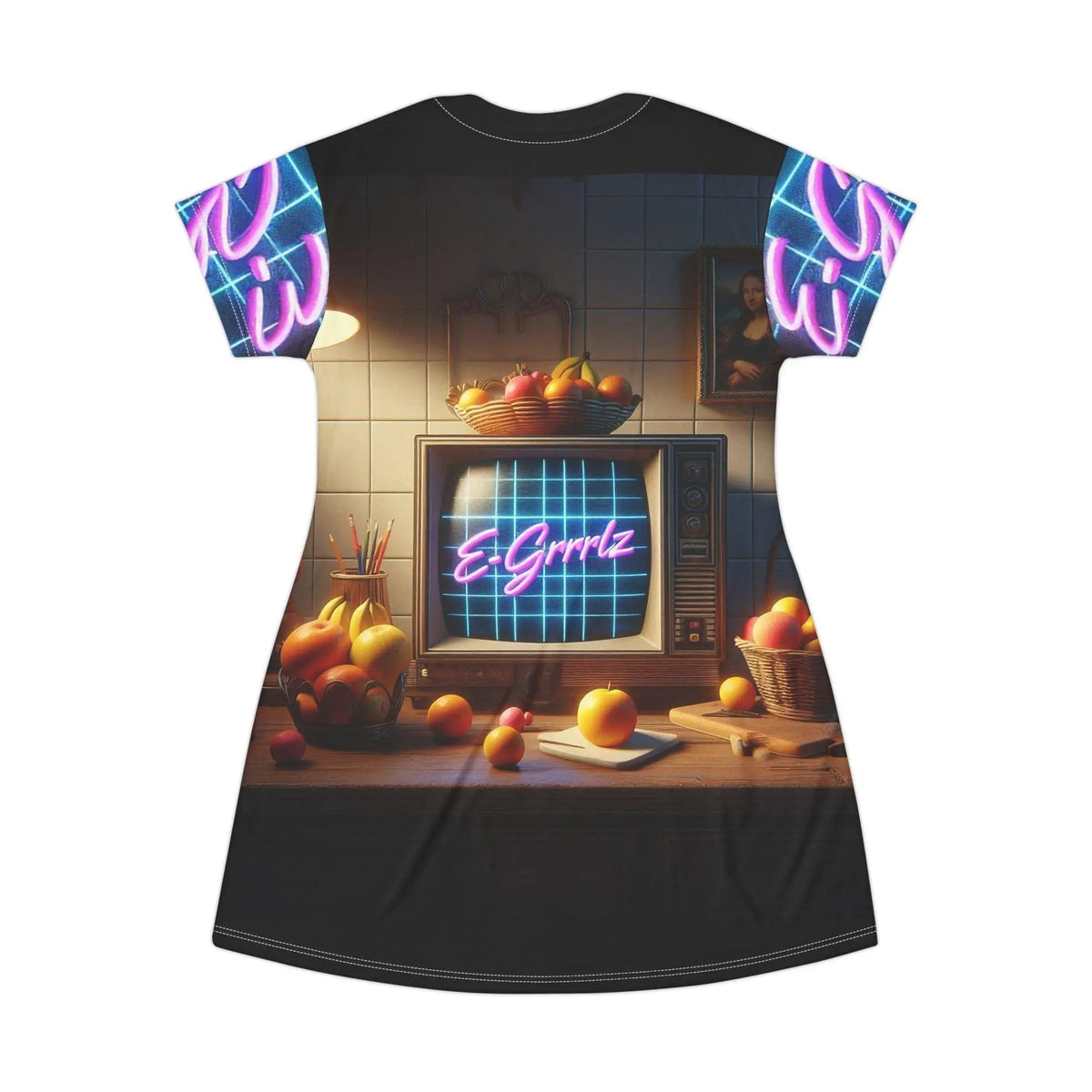 Retrowave T-Shirt Dress All Over Prints - Tophatter Daily Deals