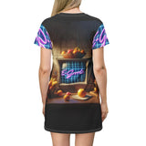 Retrowave T-Shirt Dress All Over Prints - Tophatter Daily Deals