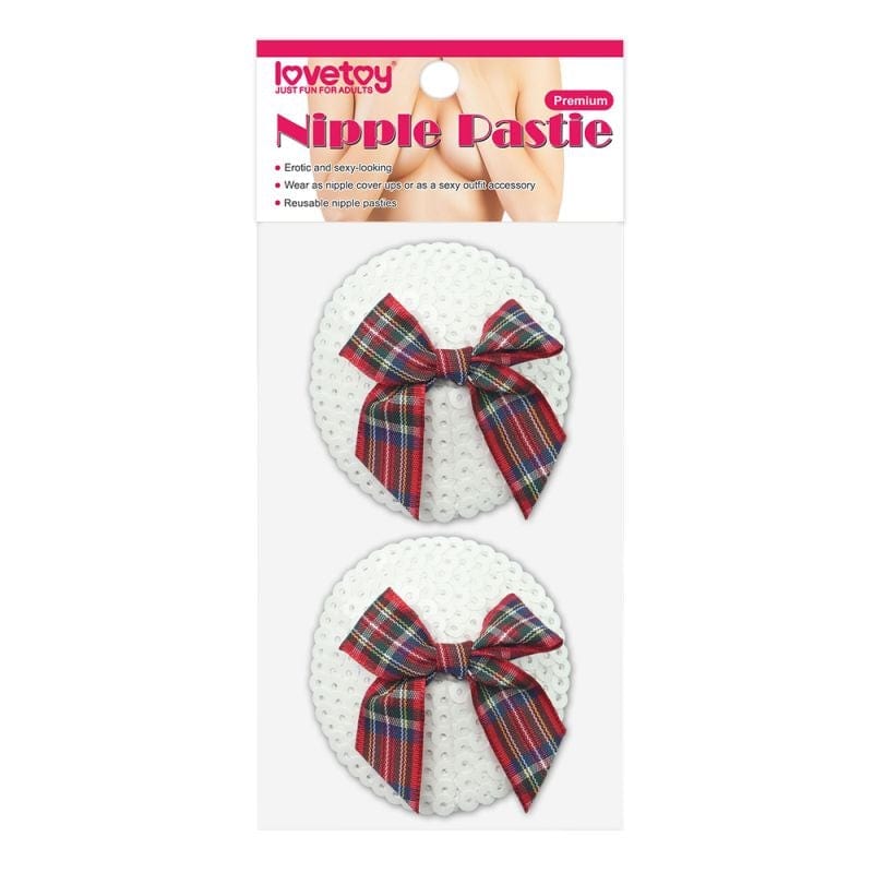 Reusable Sequin Round Nipple Pasties with Tartan Bow > Clothes > Pasties - Tophatter Daily Deals
