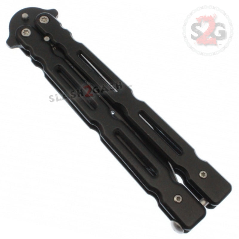 Revolt Butterfly Knife Black Spear Point Balisong Knife-Balisong - Tophatter Daily Deals