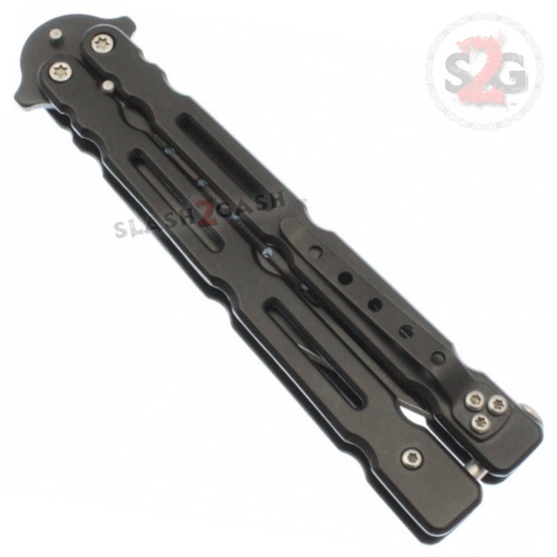 Revolt Butterfly Knife Black Spear Point Balisong Knife-Balisong - Tophatter Daily Deals