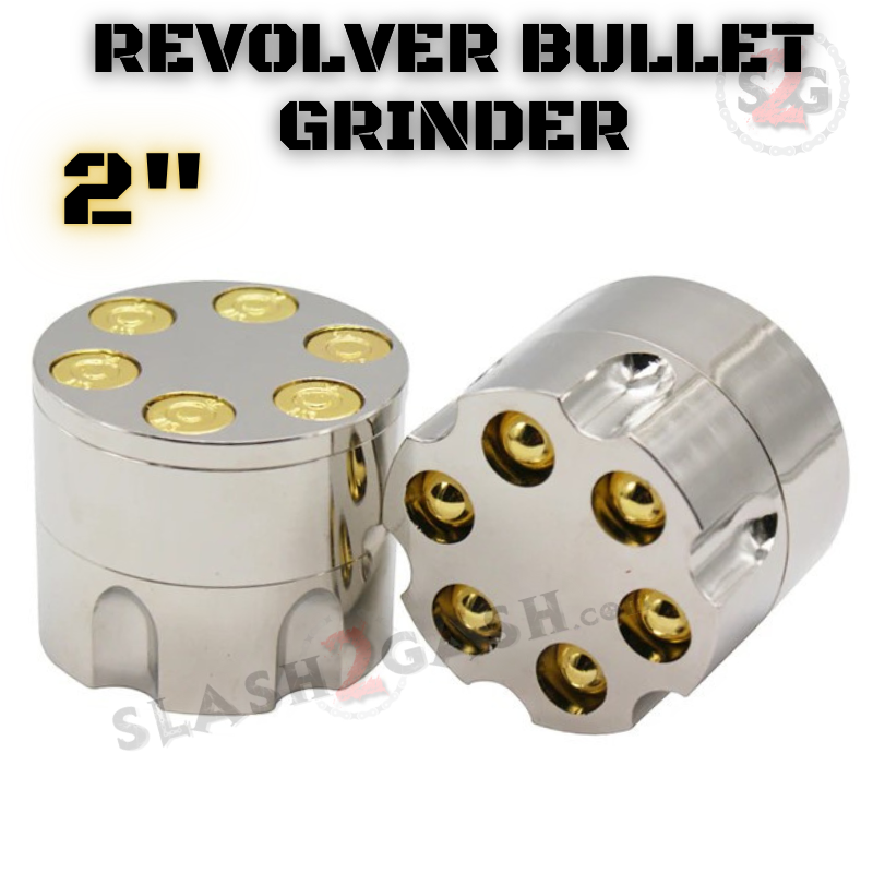 Revolver Bullet Herb Grinder Tobacco Mill - Large 2 Inch 3 piece Smoking Accessories - Tophatter Daily Deals