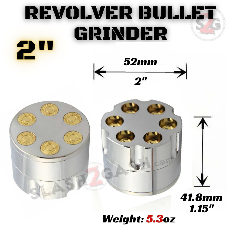 Revolver Bullet Herb Grinder Magnetic Spice Crusher 3 PC - Large 2" Smoking Accessories - Tophatter Daily Deals