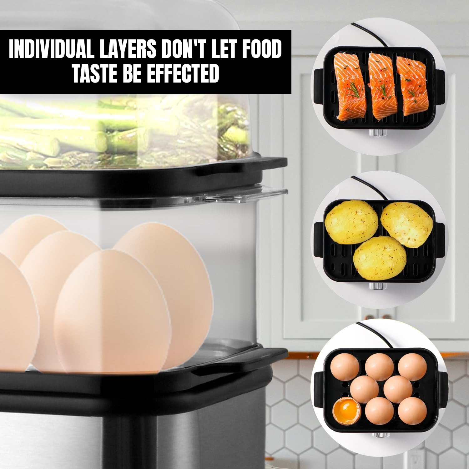 Electric Steam Cookers – 7.5-12L Multi-Tier Steamer for Healthy Cooking of Veggies, Rice & Eggs Cookware - Tophatter Daily Deals