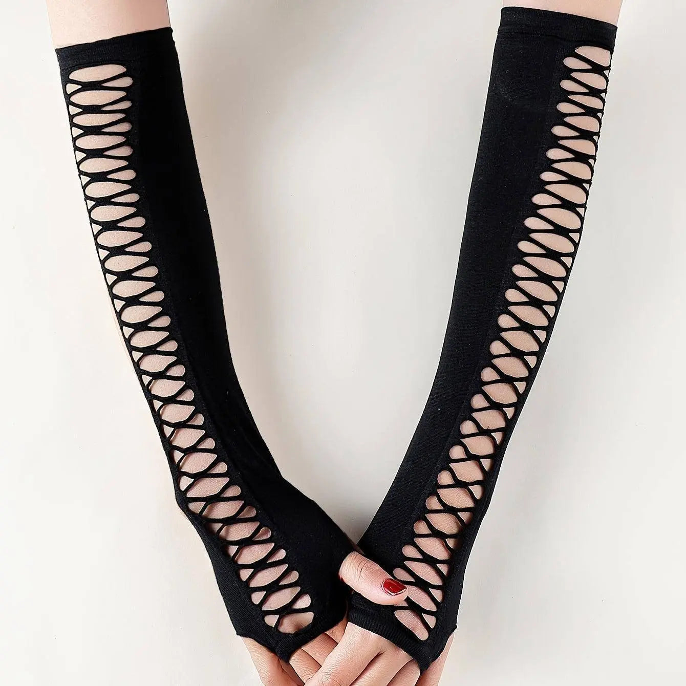 Ripped Hollow Elastic Gloves Punk Party Favor Decorations Birthday Cosplay Costumes Hair Accessories For Girls - Tophatter Daily Deals