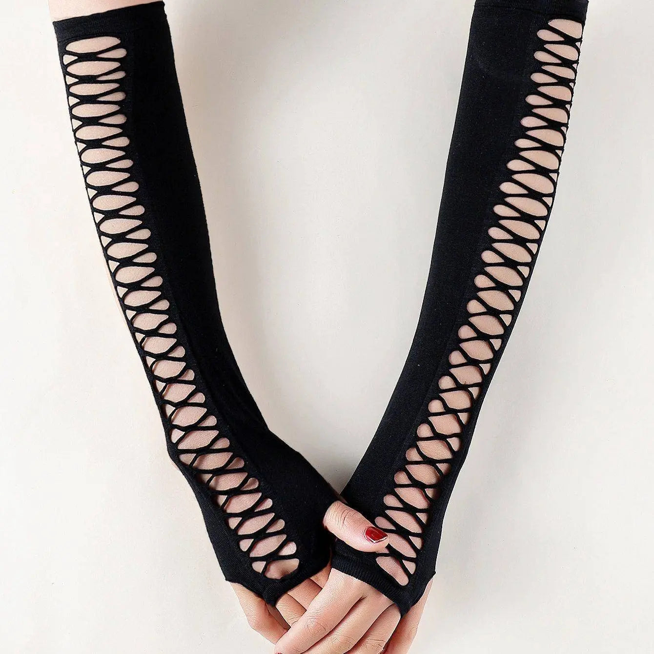 Ripped Hollow Elastic Gloves Punk Party Favor Decorations Birthday Cosplay Costumes Hair Accessories For Girls Nightclub - Tophatter Daily Deals