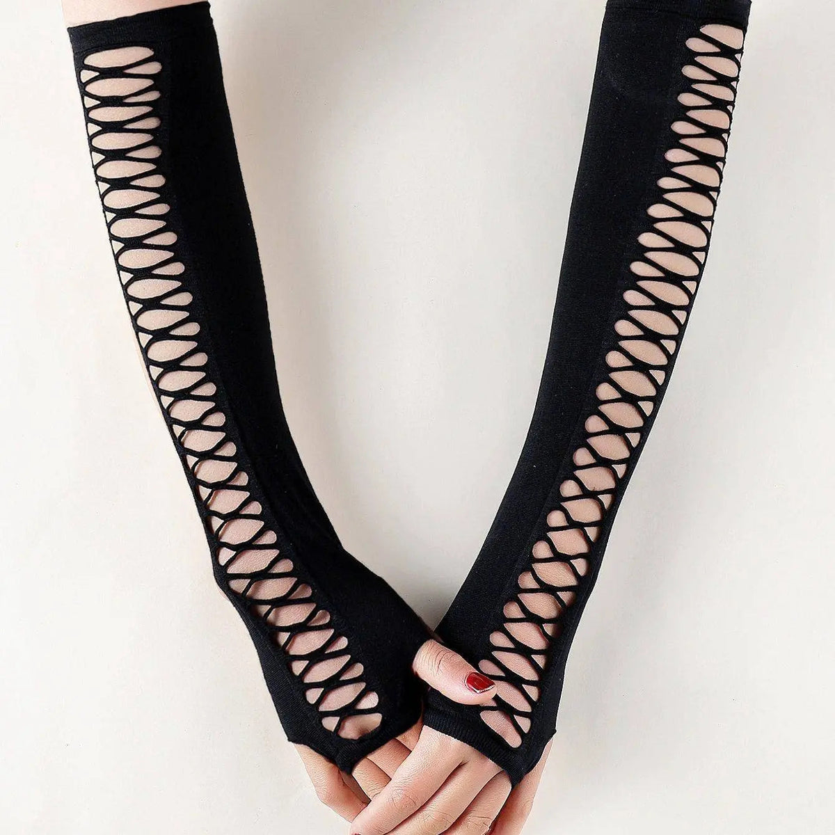 Ripped Hollow Elastic Gloves Punk Party Favor Decorations Birthday Cosplay Costumes Hair Accessories For Girls Nightclub - Tophatter Daily Deals