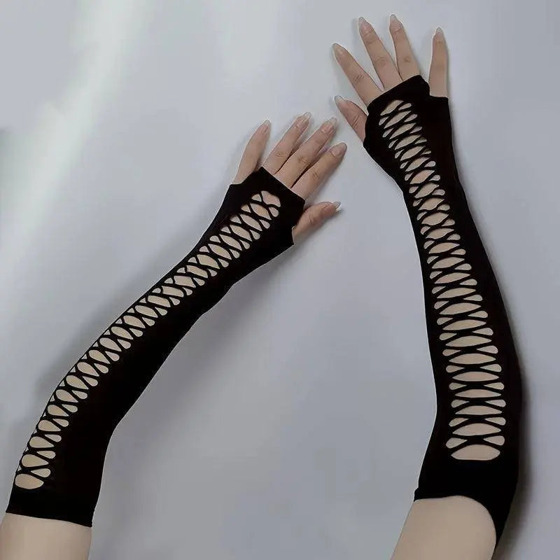 Ripped Hollow Elastic Gloves Punk Party Favor Decorations Birthday Cosplay Costumes Hair Accessories For Girls - Tophatter Daily Deals