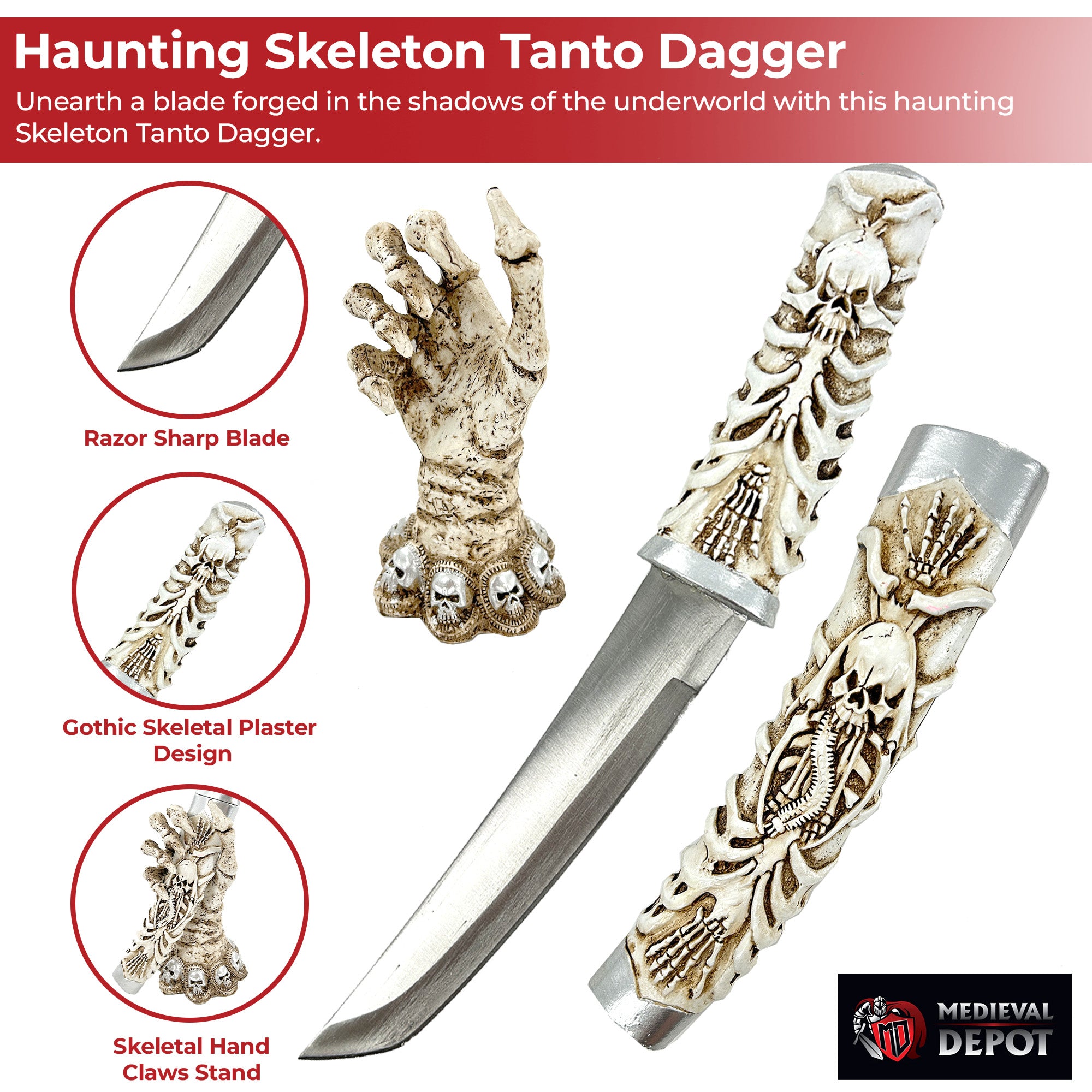 Rise from the Dead Skeleton Tanto Dagger Daggers - Tophatter Daily Deals