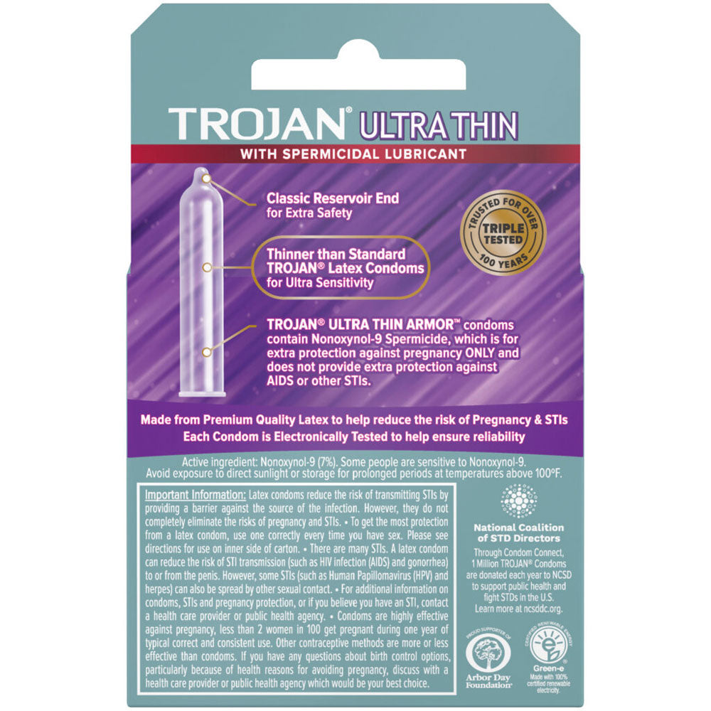 Trojan Ultra Thin Armor Spermicidal Condoms - 3 Pack > Essentials > Condoms - Tophatter Daily Deals