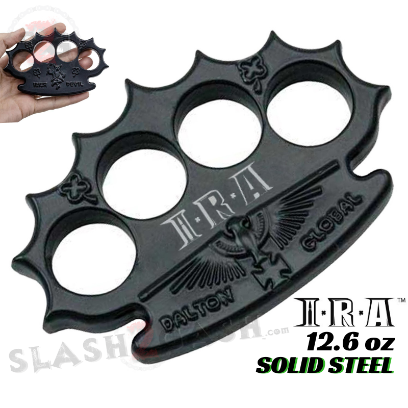 Dalton Global Brass Knuckles IRA Irish Army Paperweight - Black Belt Buckle - Tophatter Daily Deals