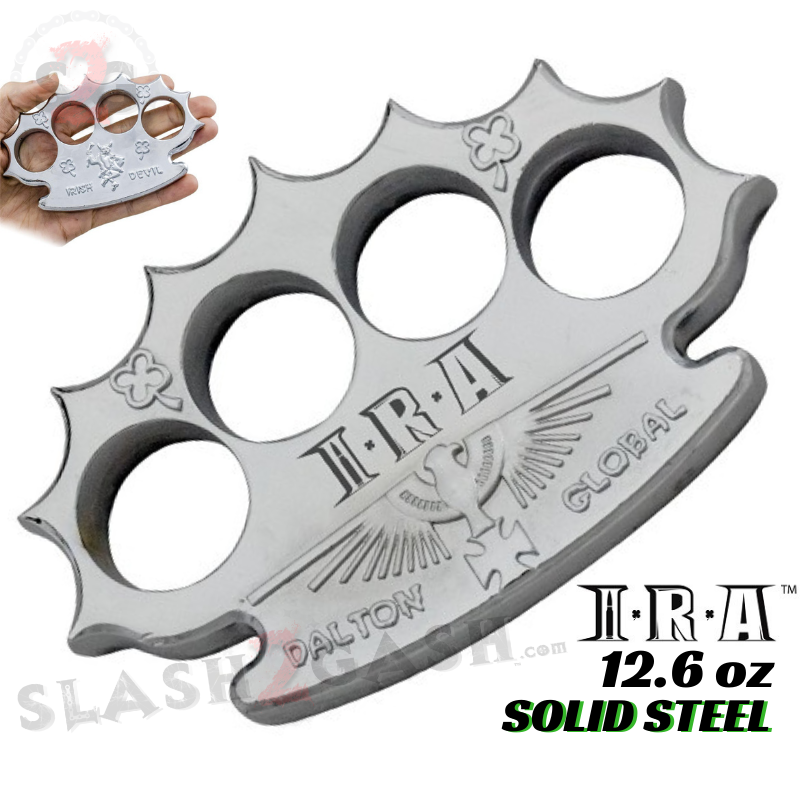 Dalton Global Brass Knuckles IRA Irish Army Paperweight - Silver Belt Buckle - Tophatter Daily Deals