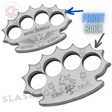Irish Muscle Dalton Global Brass Knuckles Spiked Paperweight - Silver Belt Buckle - Tophatter Daily Deals