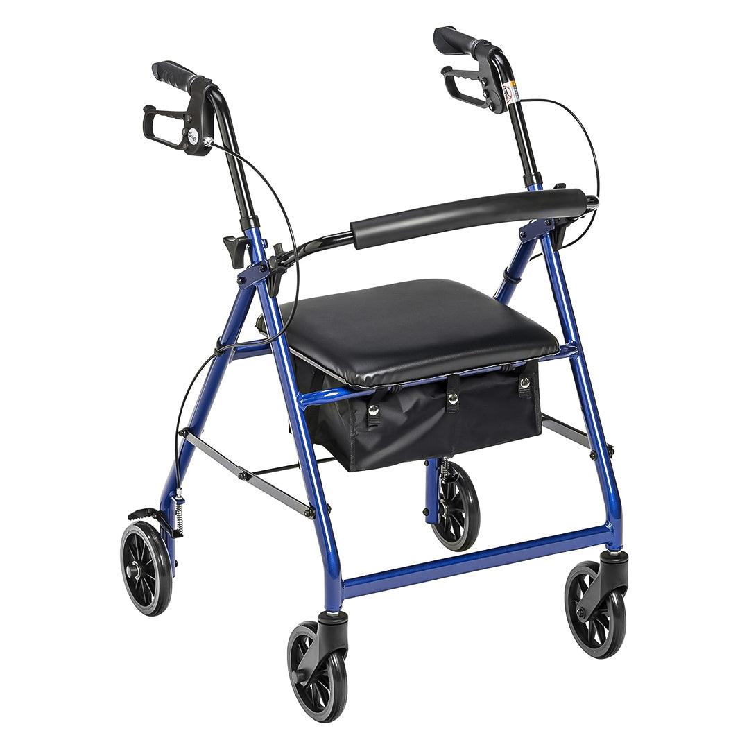Lightweight Rollator Walker With Seat - Lightweight 4 Wheel Aluminium Rollator Walking Mobility Aid With Seat Blue - Tophatter Daily Deals