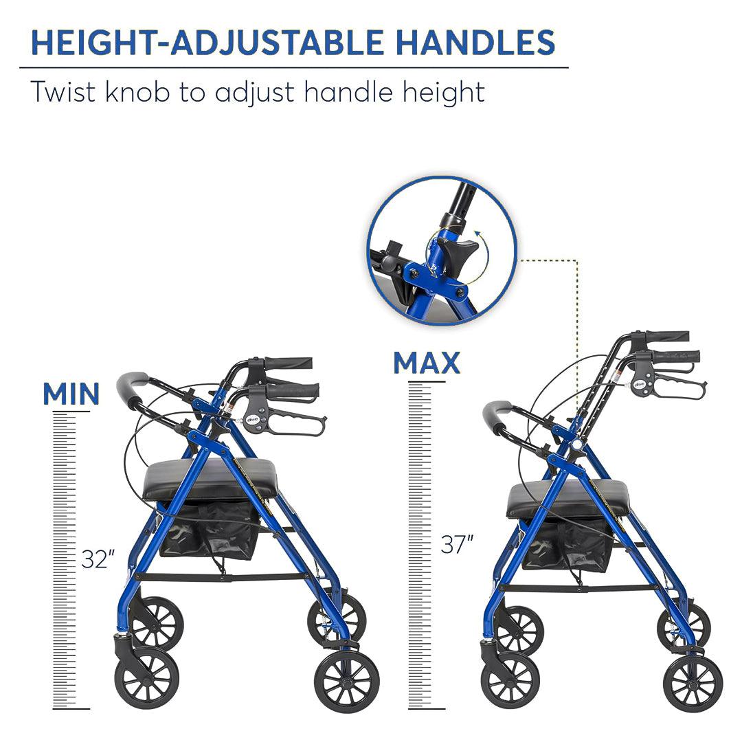 Lightweight Rollator Walker With Seat - Lightweight 4 Wheel Aluminium Rollator Walking Mobility Aid With Seat - Tophatter Daily Deals