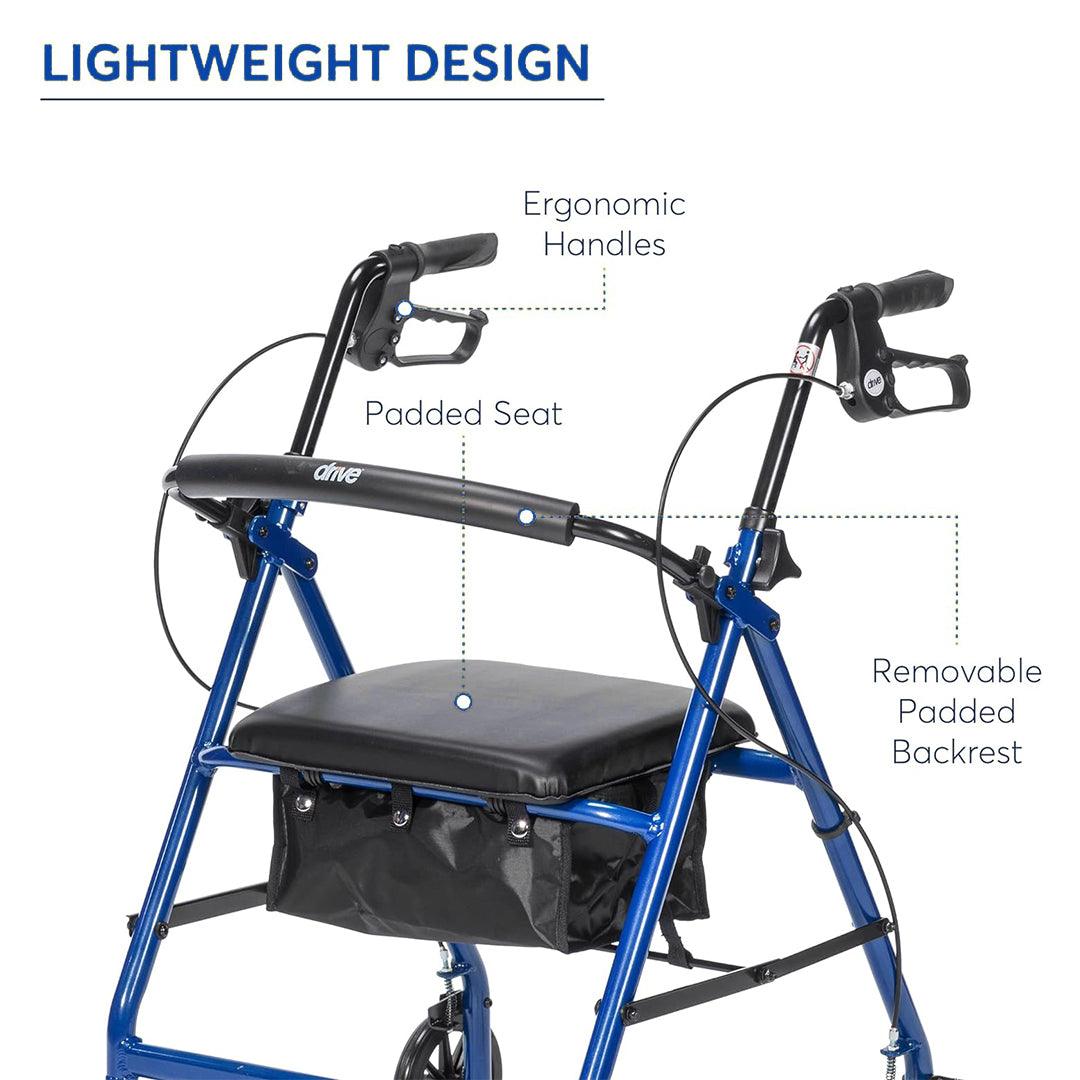 Lightweight Rollator Walker With Seat - Lightweight 4 Wheel Aluminium Rollator Walking Mobility Aid With Seat - Tophatter Daily Deals