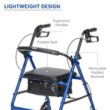 Lightweight Rollator Walker With Seat - Lightweight 4 Wheel Aluminium Rollator Walking Mobility Aid With Seat - Tophatter Daily Deals