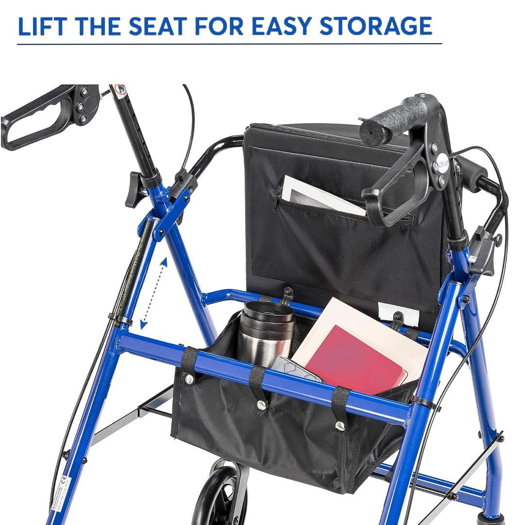 Lightweight Rollator Walker With Seat - Lightweight 4 Wheel Aluminium Rollator Walking Mobility Aid With Seat - Tophatter Daily Deals