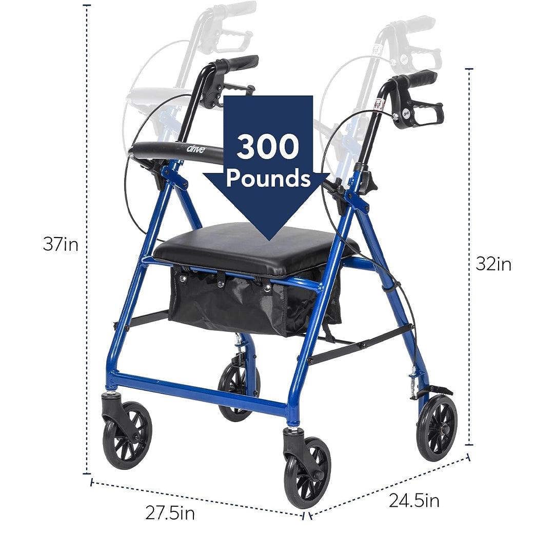 Lightweight Rollator Walker With Seat - Lightweight 4 Wheel Aluminium Rollator Walking Mobility Aid With Seat - Tophatter Daily Deals